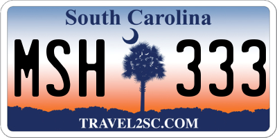 SC license plate MSH333
