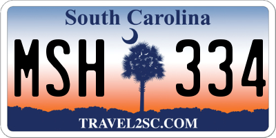SC license plate MSH334