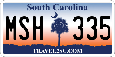SC license plate MSH335
