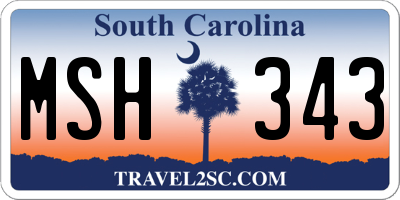 SC license plate MSH343