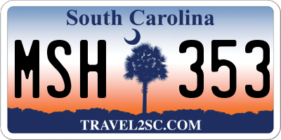 SC license plate MSH353