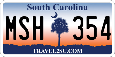 SC license plate MSH354