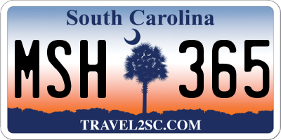 SC license plate MSH365