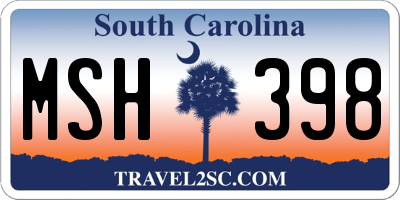 SC license plate MSH398