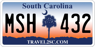 SC license plate MSH432