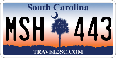 SC license plate MSH443