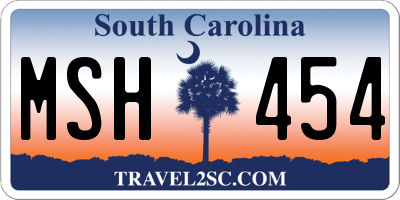 SC license plate MSH454