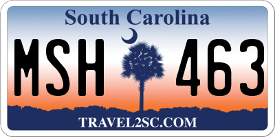 SC license plate MSH463