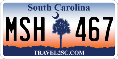 SC license plate MSH467