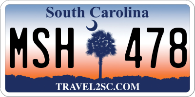 SC license plate MSH478