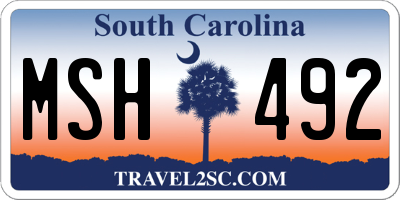 SC license plate MSH492