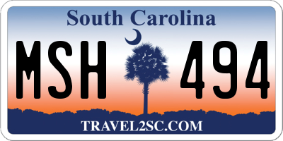 SC license plate MSH494