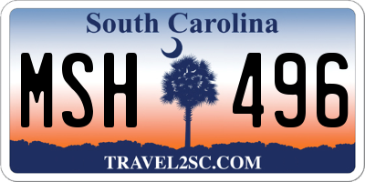 SC license plate MSH496