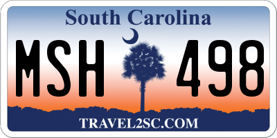 SC license plate MSH498
