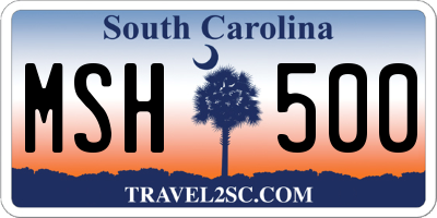 SC license plate MSH500