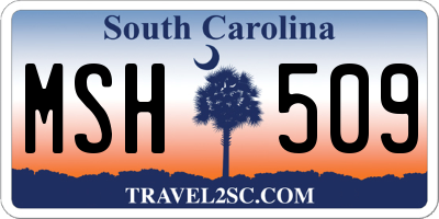 SC license plate MSH509