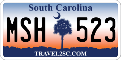 SC license plate MSH523