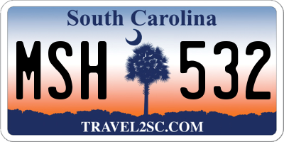 SC license plate MSH532
