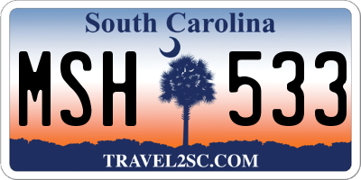 SC license plate MSH533