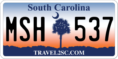 SC license plate MSH537