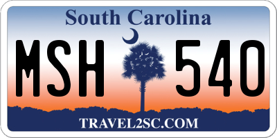 SC license plate MSH540