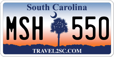 SC license plate MSH550