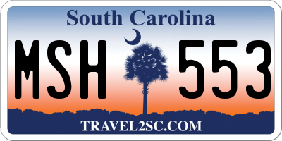SC license plate MSH553