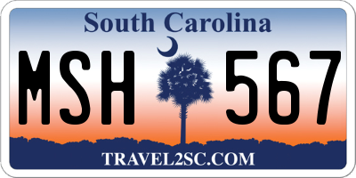 SC license plate MSH567