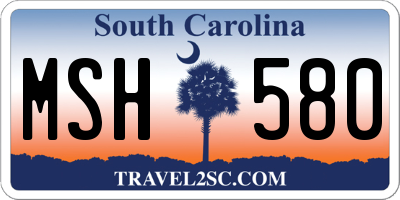 SC license plate MSH580
