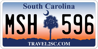 SC license plate MSH596