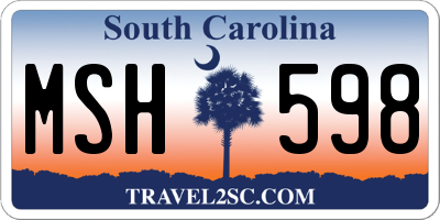 SC license plate MSH598