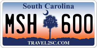 SC license plate MSH600