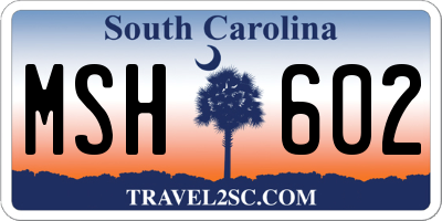 SC license plate MSH602