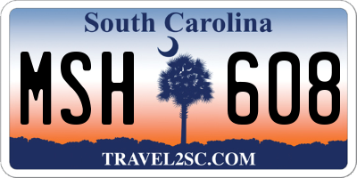 SC license plate MSH608
