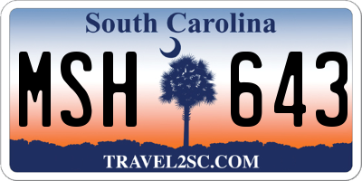 SC license plate MSH643