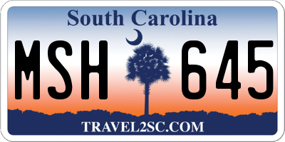 SC license plate MSH645