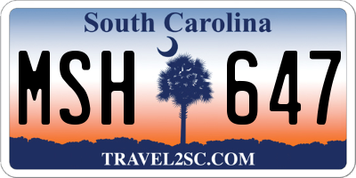 SC license plate MSH647