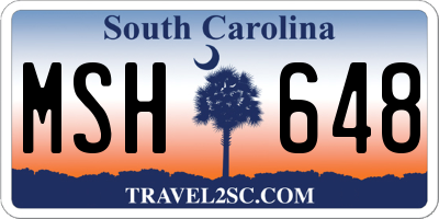 SC license plate MSH648