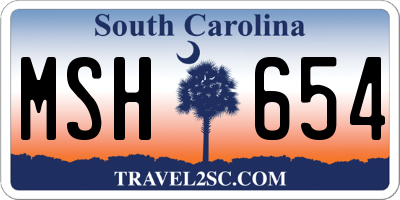 SC license plate MSH654