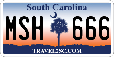 SC license plate MSH666