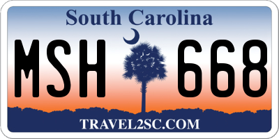 SC license plate MSH668