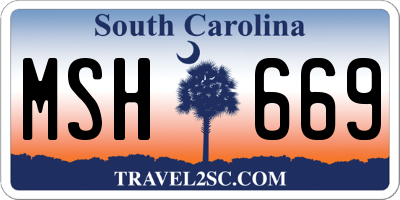 SC license plate MSH669