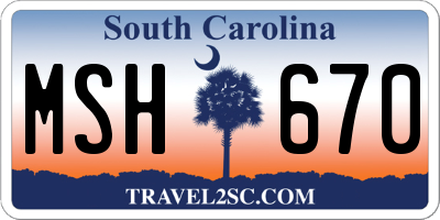 SC license plate MSH670