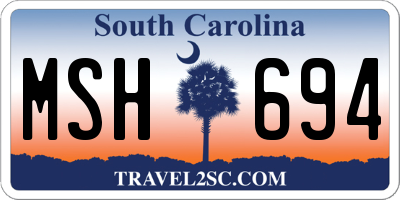 SC license plate MSH694