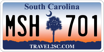 SC license plate MSH701