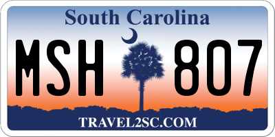 SC license plate MSH807