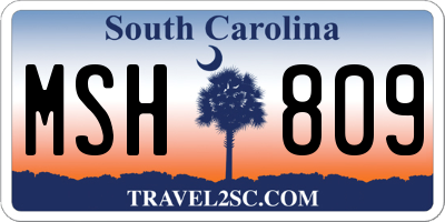 SC license plate MSH809