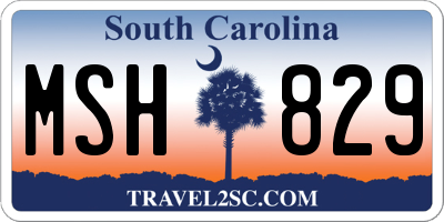 SC license plate MSH829