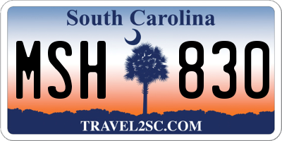 SC license plate MSH830