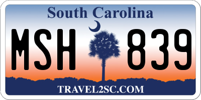 SC license plate MSH839
